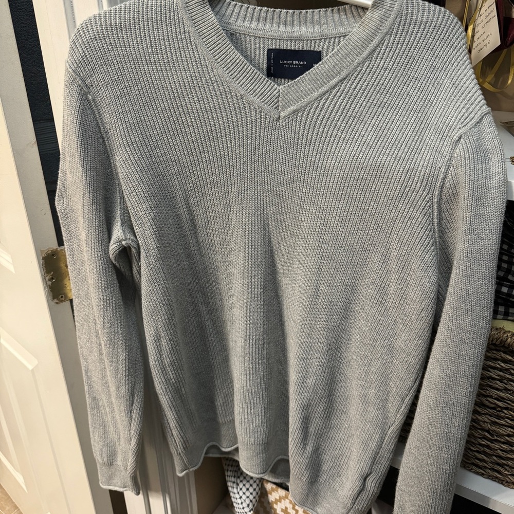 Lucky brand gray V-neck sweater